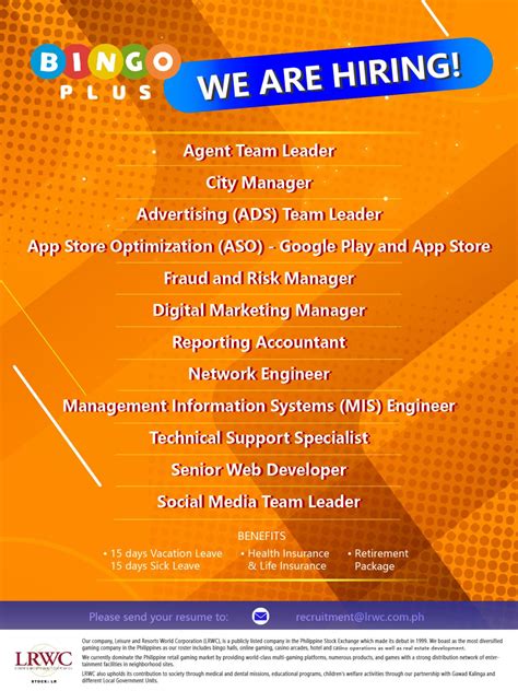 Bingoplus Jobs in Philippines .